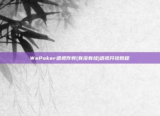 WePoker透视作弊(有没有挂)透视开挂教程