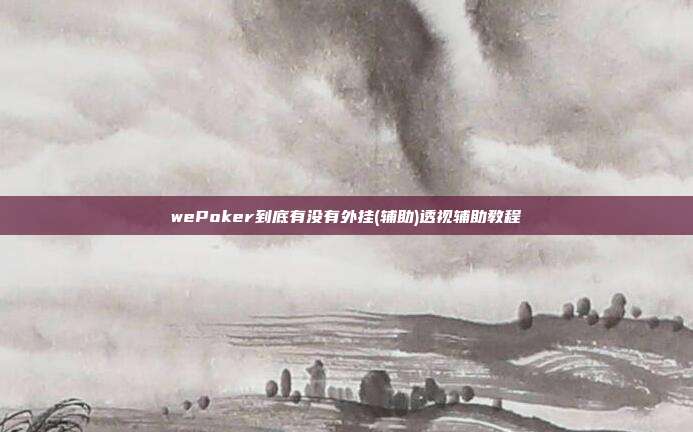 wePoker到底有没有外挂(辅助)透视辅助教程