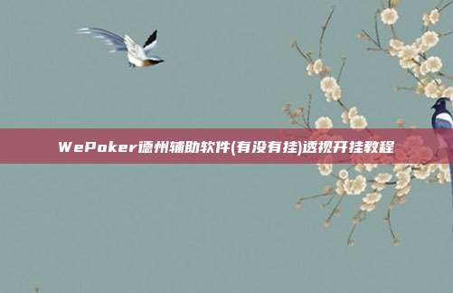 WePoker德州辅助软件(有没有挂)透视开挂教程