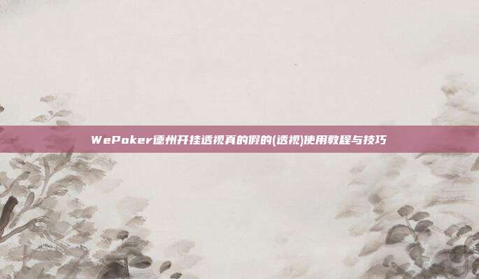 WePoker德州开挂透视真的假的(透视)使用教程与技巧