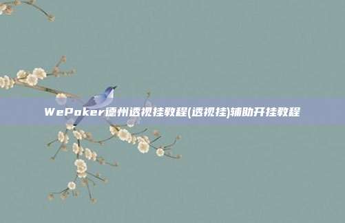 WePoker德州透视挂教程(透视挂)辅助开挂教程