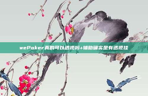 wePoker真的可以透视吗+辅助确实是有透视挂