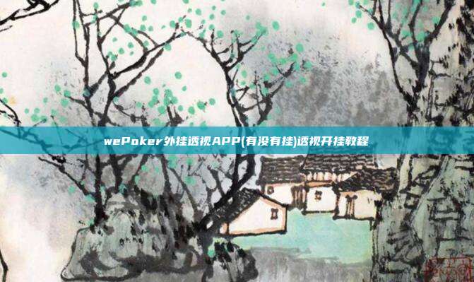 wePoker外挂透视APP(有没有挂)透视开挂教程