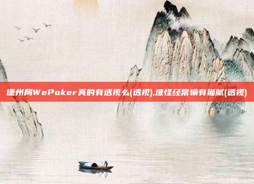 德州局WePoker真的有透视么(透视),难怪经常输有猫腻(透视)