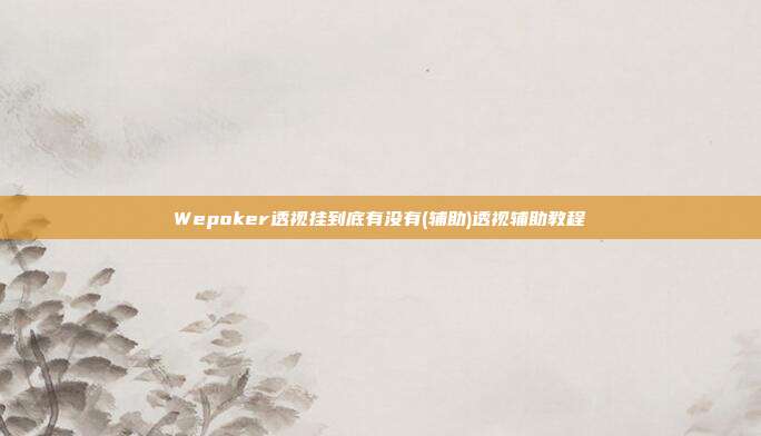 Wepoker透视挂到底有没有(辅助)透视辅助教程