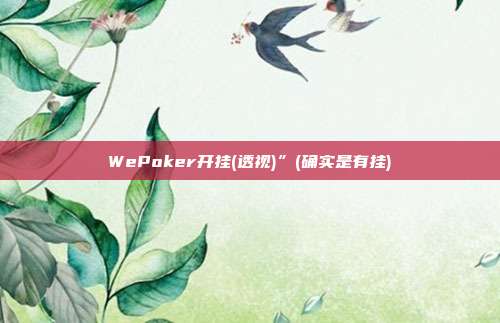 WePoker开挂(透视)”(确实是有挂)