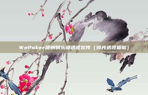 WePoker德州俱乐部透视软件（曝光透视猫腻）