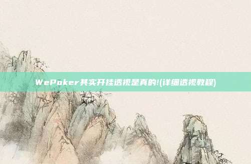 WePoker其实开挂透视是真的!(详细透视教程)