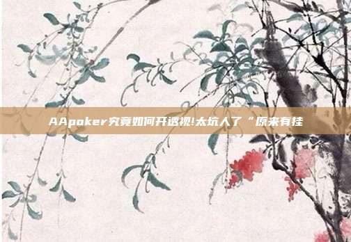 AApoker究竟如何开透视!太坑人了“原来有挂