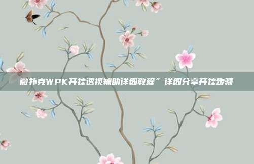 微扑克WPK开挂透视辅助详细教程”详细分享开挂步骤