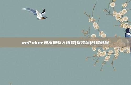 wePoker是不是有人用挂(有挂吗)开挂教程