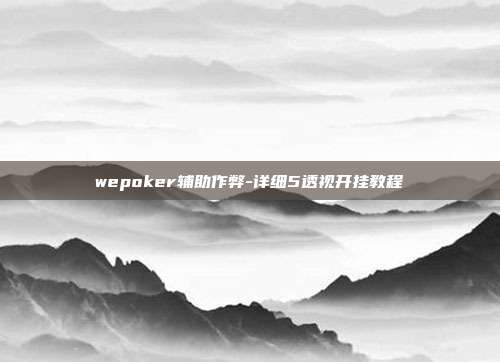 wepoker辅助作弊-详细5透视开挂教程