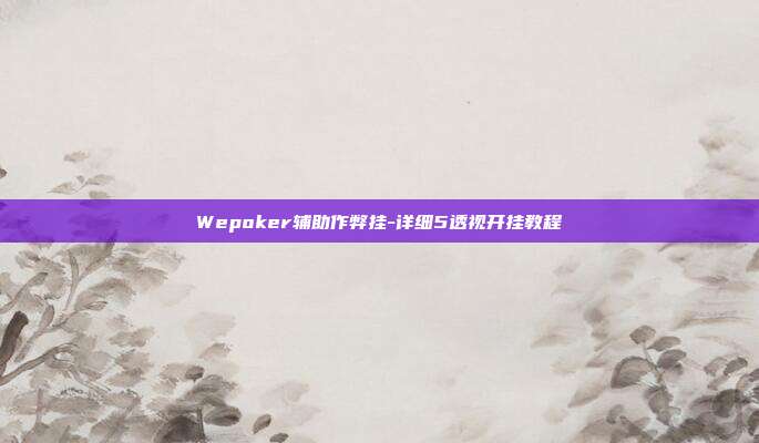 Wepoker辅助作弊挂-详细5透视开挂教程