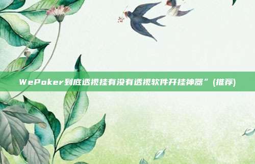 WePoker到底透视挂有没有透视软件开挂神器”(推荐)