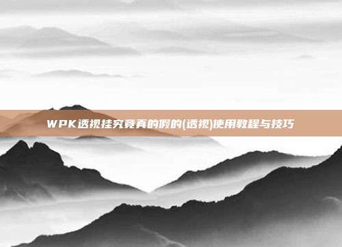 WPK透视挂究竟真的假的(透视)使用教程与技巧