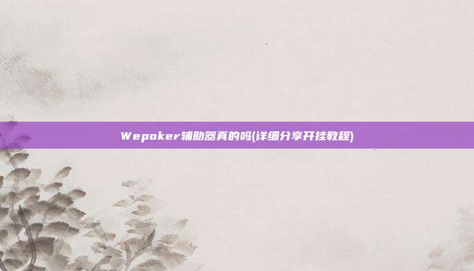 Wepoker辅助器真的吗(详细分享开挂教程)