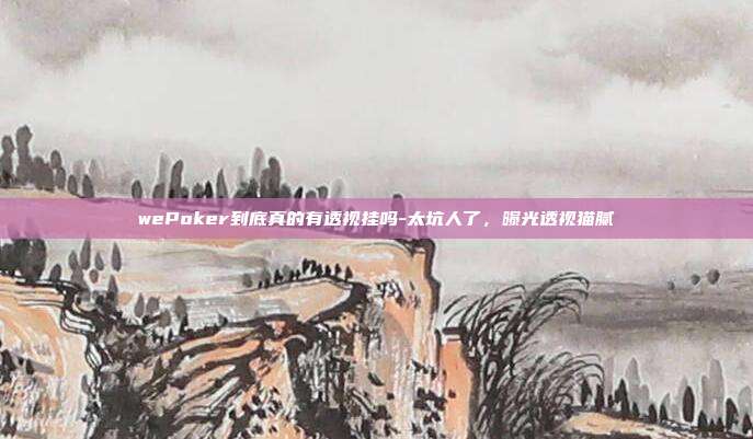 wePoker到底真的有透视挂吗-太坑人了，曝光透视猫腻