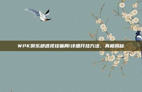 WPK俱乐部透视挂骗局!详细开挂方法、真相揭秘