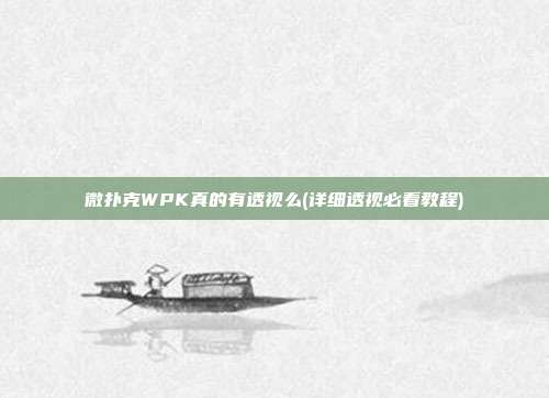 微扑克WPK真的有透视么(详细透视必看教程)