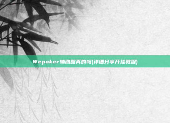 Wepoker辅助器真的吗(详细分享开挂教程)