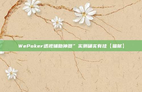 WePoker透视辅助神器”实测确实有挂【猫腻】