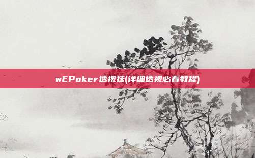 wEPoker透视挂(详细透视必看教程)