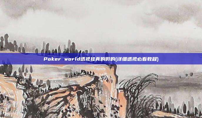 Poker world透视挂真的假的(详细透视必看教程)