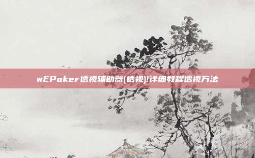 wEPoker透视辅助器(透视)!详细教程透视方法